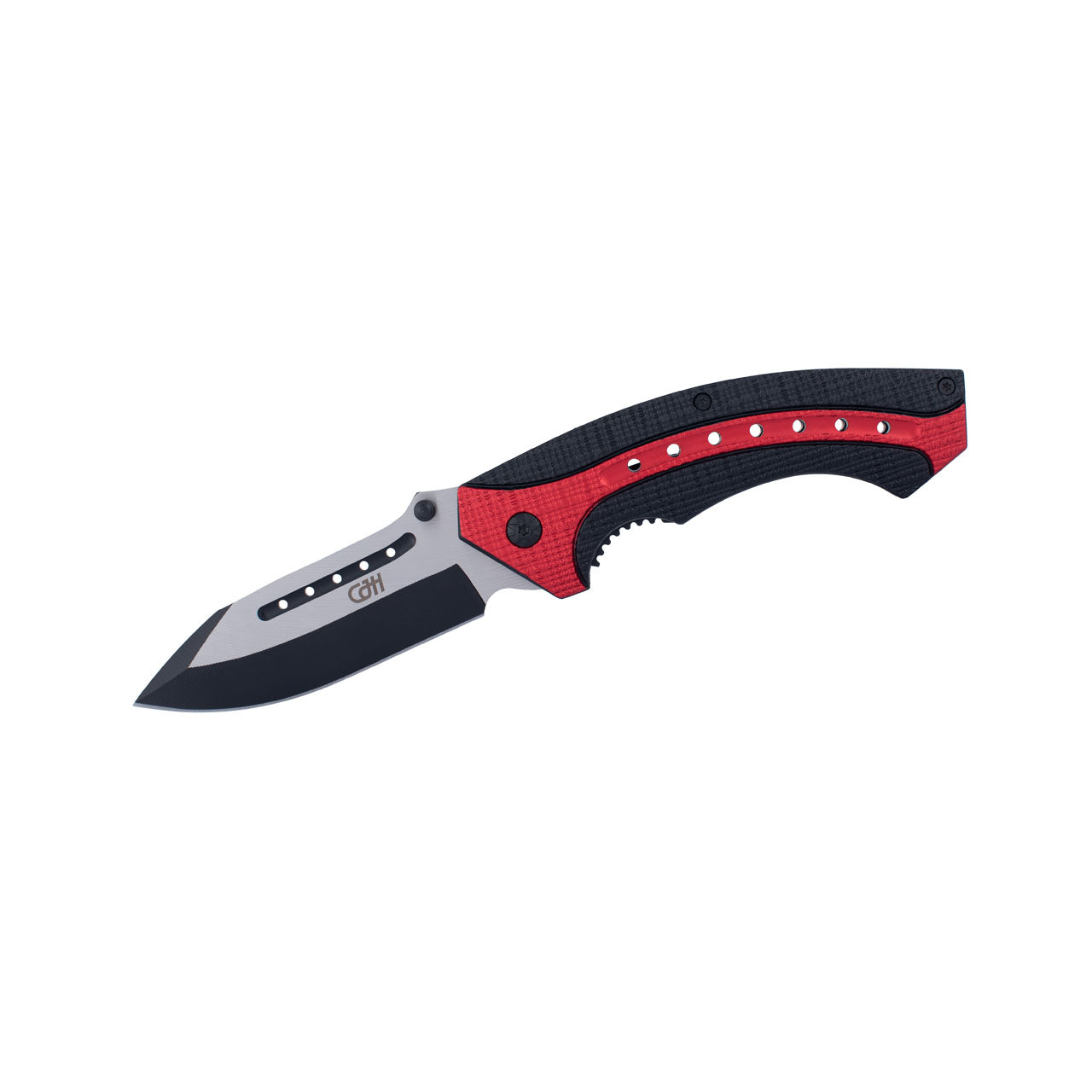 CJH Einhandmesser, schwarz/rot, Alu