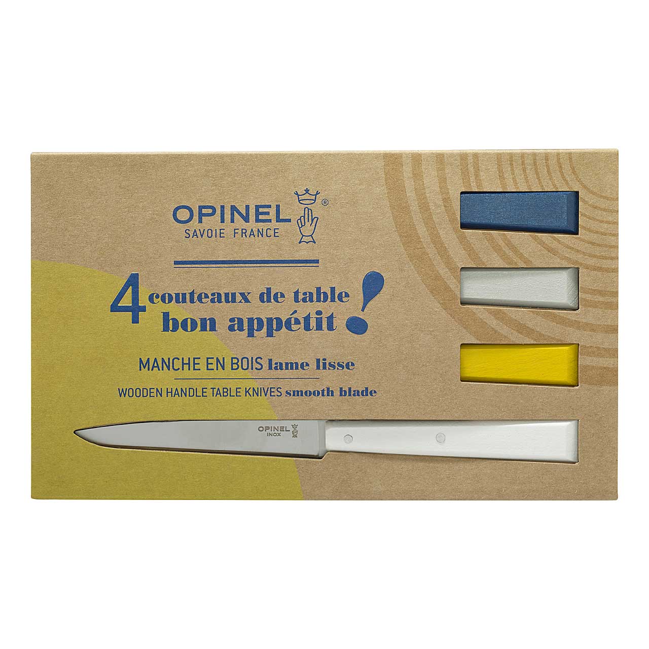 Opinel No 125 BON APPETIT CELESTE Tafelmesser-Set, 4 Stück