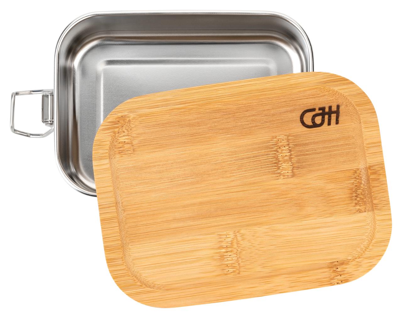 CJH Edelstahl Lunch Box S, Bambus-Deckel