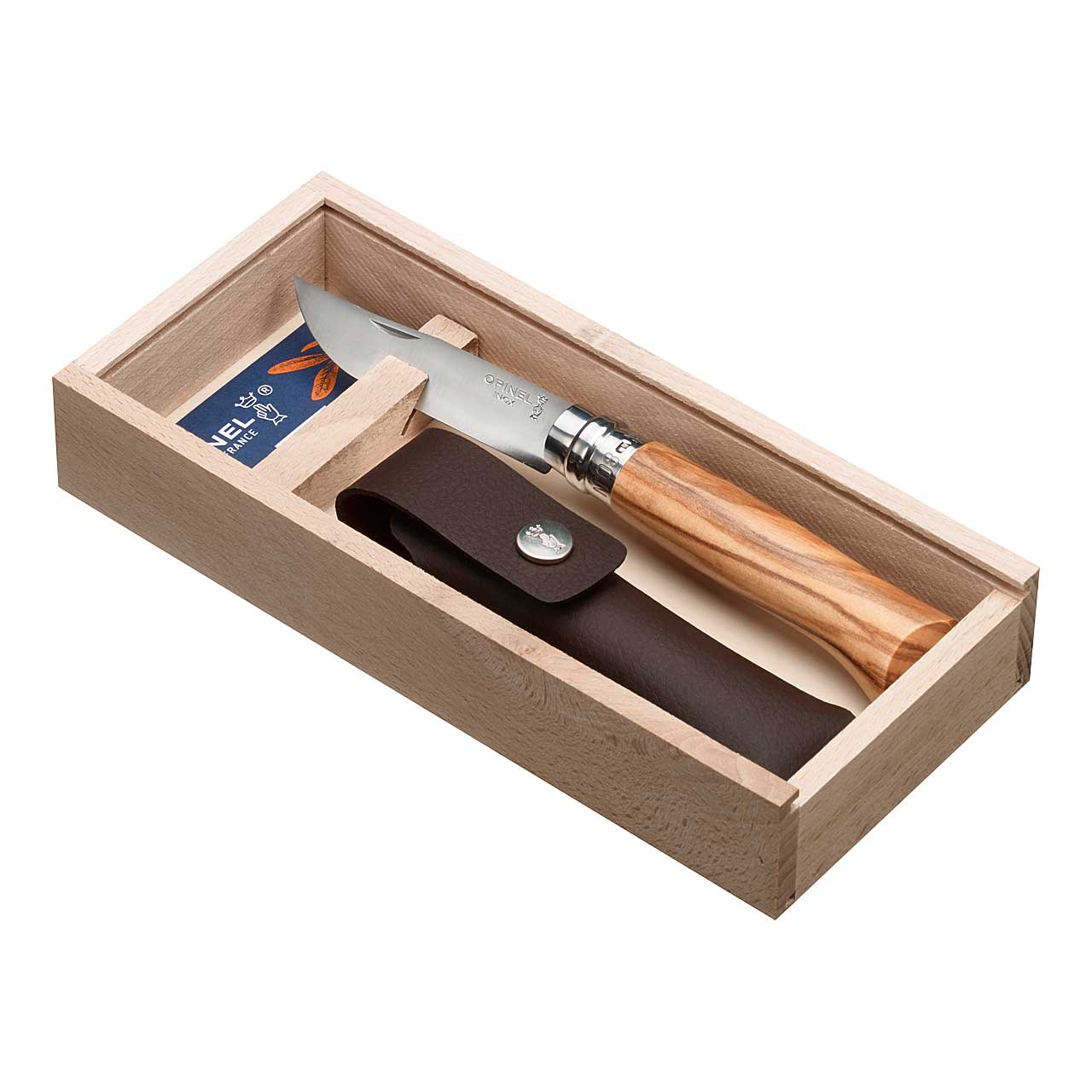 Opinel Geschenkset No 08, Olivenholz, mit Etui