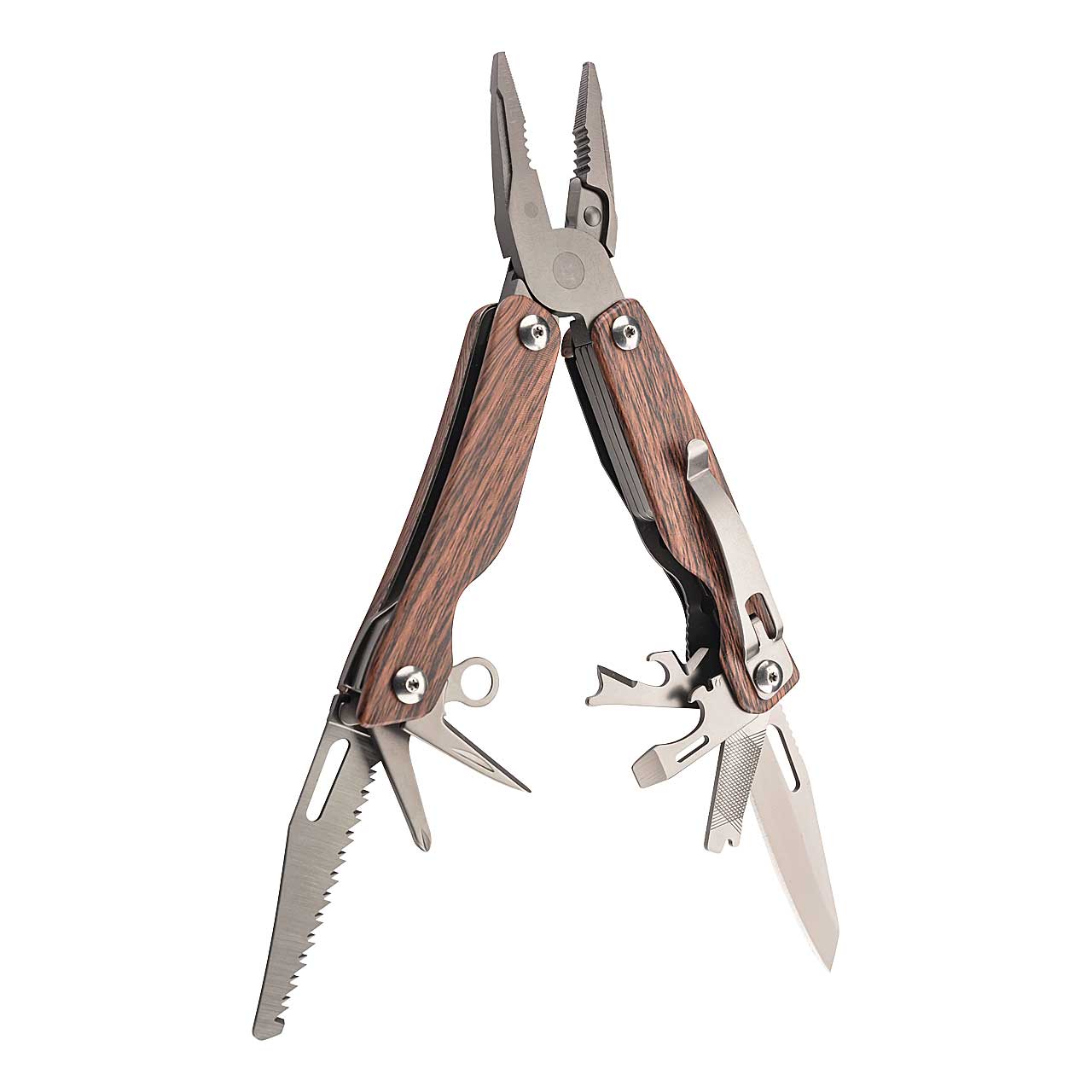 Herbertz Multitool, Holzoptik, Nylon-Etui