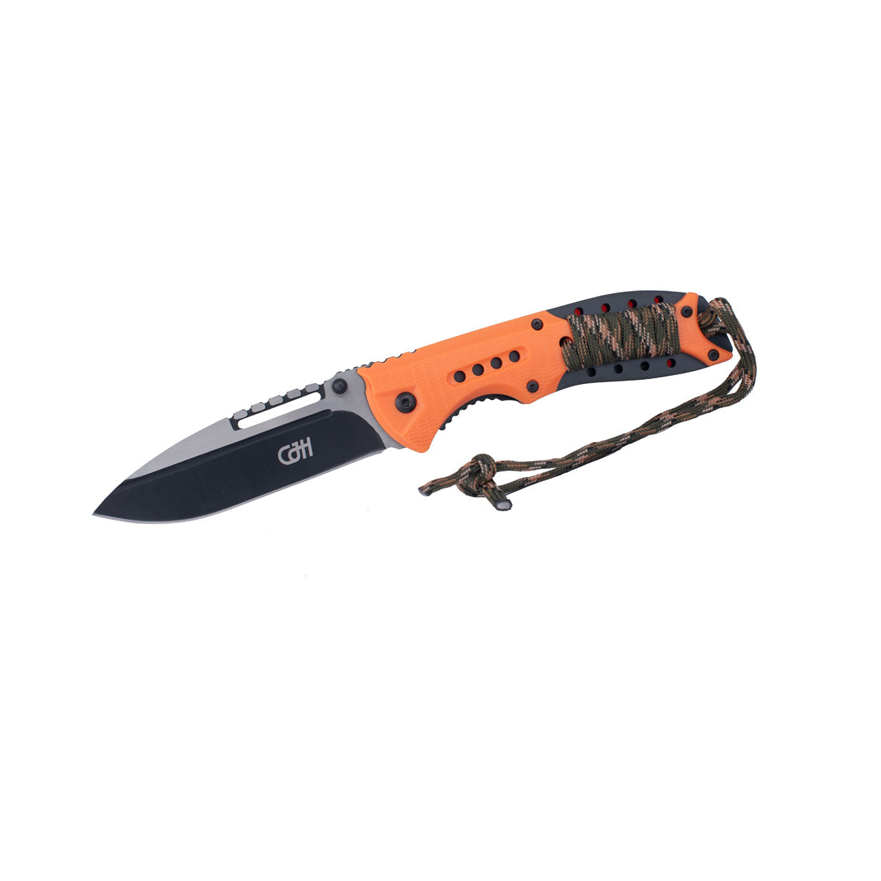 CJH Einhandmesser, orange/Paracord