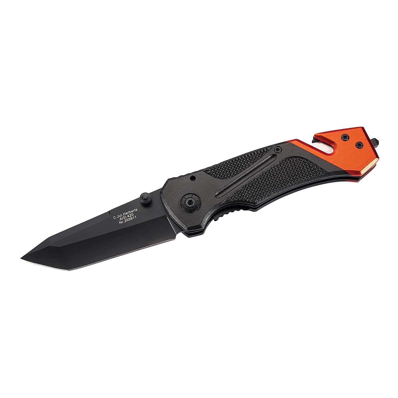 Herbertz Rettungsmesser, schwarz/orange